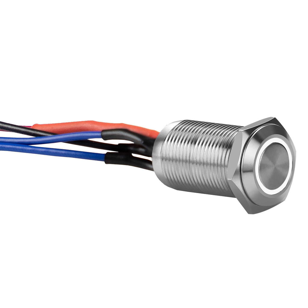 Install Bay LS12W-2 Silver 12MM Round Illuminated Latching Switch White Qty 2