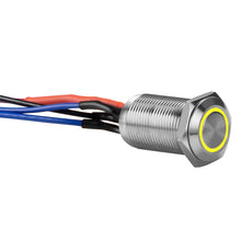 Load image into Gallery viewer, Install Bay LS12Y-2 Silver 12MM Round Illuminated Latching Switch Yellow Qty 2