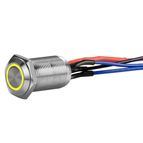 Install Bay LS12Y-2 Silver 12MM Round Illuminated Latching Switch Yellow Qty 2