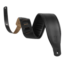 Load image into Gallery viewer, Levy's Leathers M26PD-BLK-XL 3" Wide Amped Leather Series Guitar Strap - Black