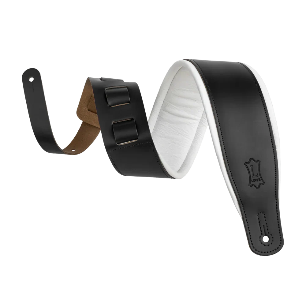 Levy's Leathers M26PD-BLK_WHT Top Grain Leather Guitar Straps - Black and White Tuxedo