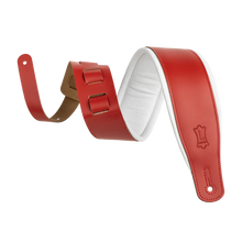 Load image into Gallery viewer, Levy's Leathers M26PD-RED-WHT 3" Wide Amped Leather Series Guitar Strap - Red &amp; White