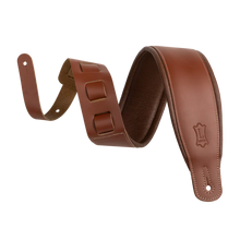 Load image into Gallery viewer, Levy's Leathers M26PD-WAL-BRN 3" Wide Top Grain Leather Guitar Straps - Black and White Tuxedo