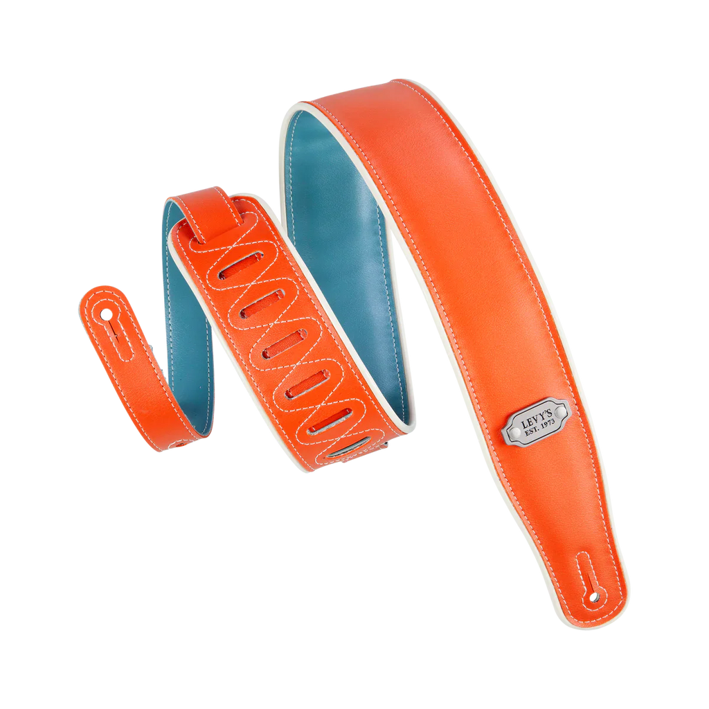 Levy's Leathers M26VCP-ORG_TEL Reversible Vinyl Guitar Strap - Orange Teal
