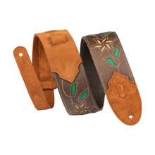Load image into Gallery viewer, Levy's Leathers M4FV-DBR Flowering Vine Series Brown Leather Guitar Strap