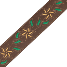 Load image into Gallery viewer, Levy's Leathers M4FV-DBR Flowering Vine Series Brown Leather Guitar Strap