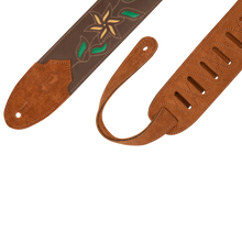 Load image into Gallery viewer, Levy's Leathers M4FV-DBR Flowering Vine Series Brown Leather Guitar Strap
