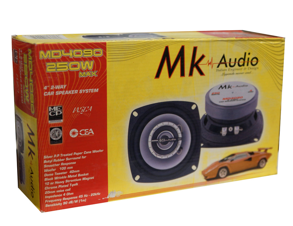 MK Audio MD4099 4" 2-Way Coaxial Car Speakers 250W Crystal-Clear Full-Range Sound