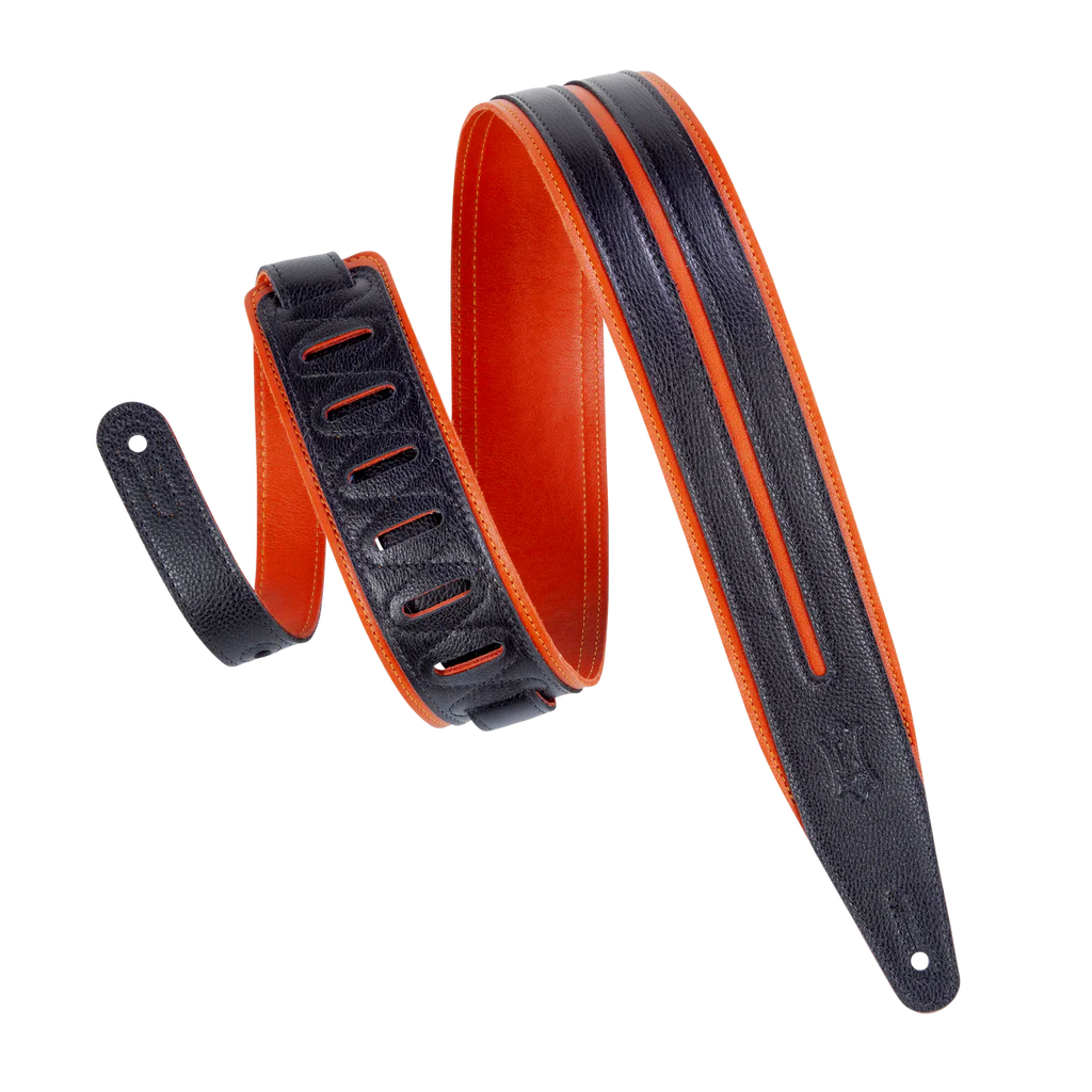 Levy's Leathers MG317DRS-ORG_BLK 2.5" Garment Leather Guitar Strap - Black and Orange