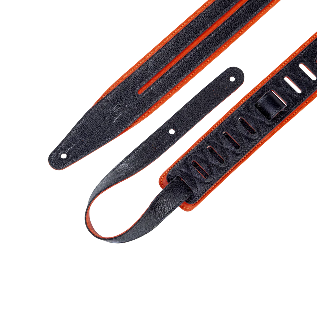 Levy's Leathers MG317DRS-ORG_BLK 2.5" Garment Leather Guitar Strap - Black and Orange