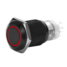 Load image into Gallery viewer, Install Bay MIBRBSR16 16 mm Black Momentary Switch With Harness 5A IP67 - Red