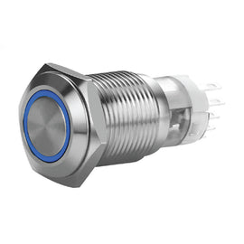 Install Bay MIBRSSB16 16 MM Stainless Momentary Switch With Harness 5A IP67 - Blue