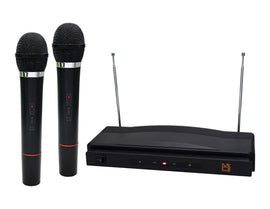 Dual Frequency RF Wireless Dual Microphone System Low Battery LED Indicators 100 Feet Range Karaoke Mic with 1/4