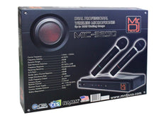 Load image into Gallery viewer, Dual Frequency RF Wireless Dual Microphone System Low Battery LED Indicators 100 Feet Range Karaoke Mic with 1/4" Audio Cable Cordless Receiver