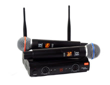 Load image into Gallery viewer, 2 MR DJ MICUHF200 Dual UHF Wireless Microphone System Kit with 2 Handheld