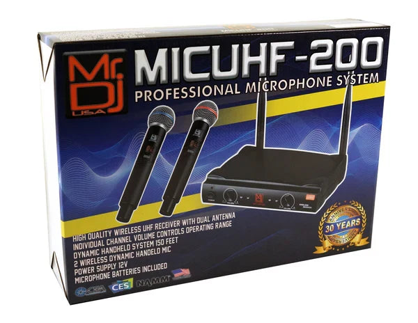 Mr. Dj MIC-UHF200 Dual UHF Wireless Microphone System