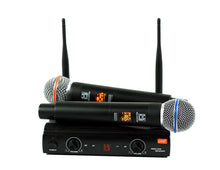 Load image into Gallery viewer, Mr. Dj MIC-UHF200 Professional Wireless Microphone System Kit with 2 Handheld &amp; Wireless Receiver