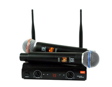 Load image into Gallery viewer, 2 MR DJ MICUHF200 Dual UHF Wireless Microphone System Kit with 2 Handheld