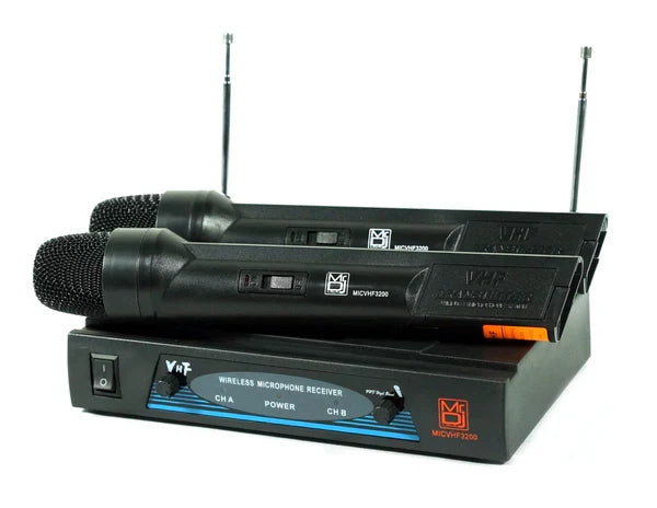 2 MR DJ MICVHF3200 Wireless Dual Handheld design Microphone System