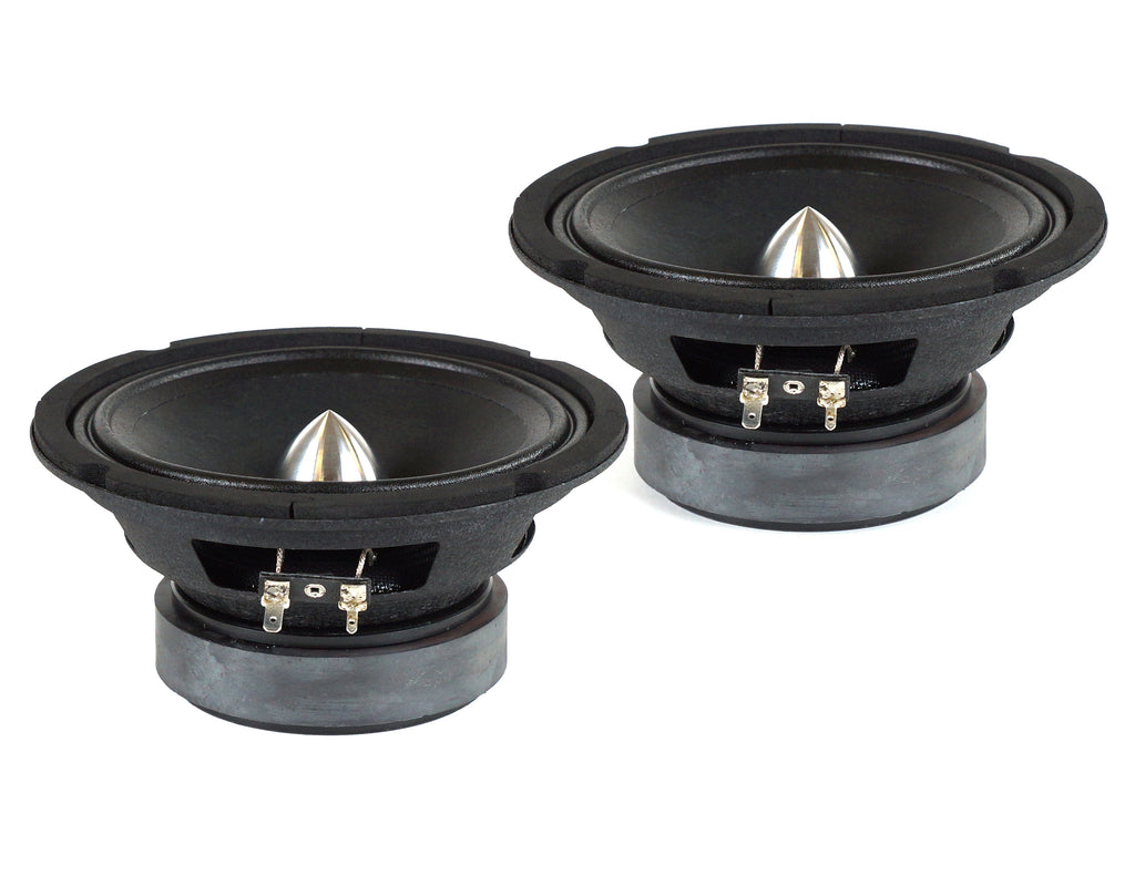 2 Absolute MID65P 6.5" 500W Mid-Range Aluminum Bullet Loudspeaker + Flat Box