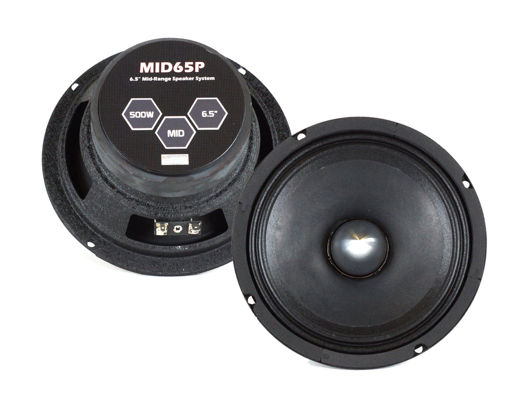 2 Absolute MID65P 6.5" 500W Mid-Range Aluminum Bullet Loudspeaker + Flat Box