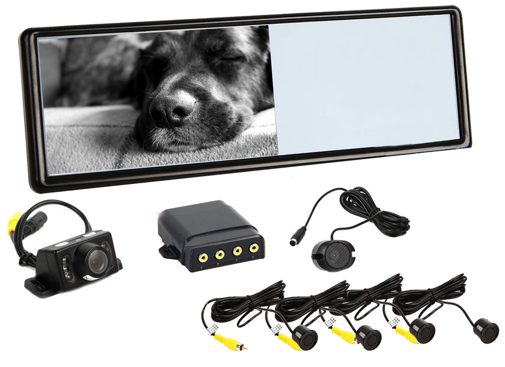 Absolute MIR77PKG 7-Inch Rear View Mirror Monitor with Parking Sensor & Camera