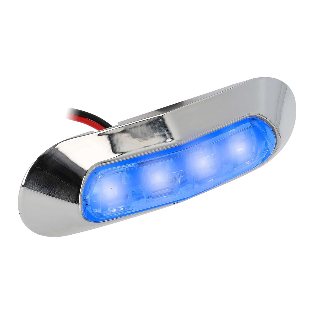 Marine ML-AL4CL-B Blue 4-LED Accent Light - Chrome Plastic Bezel