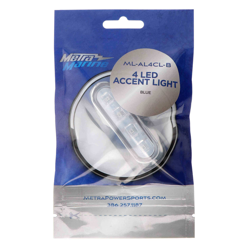 Marine ML-AL4CL-B Blue 4-LED Accent Light - Chrome Plastic Bezel