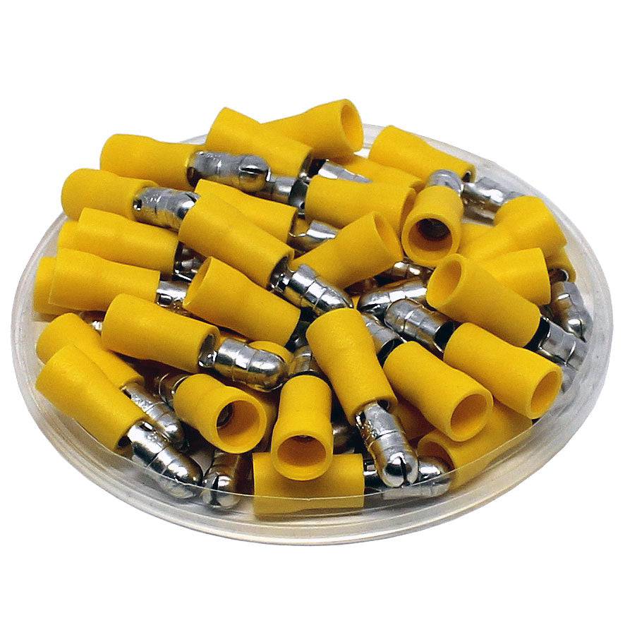 AT E-BVLMYV-100 10/12 Gauge Nylon Male Yellow Solderless Crimp Bullet Plug Connectors