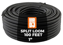 Load image into Gallery viewer, MR DJ DSLT1 100' 1" 25mm Black Split Wire Loom Conduit Tubing Sleeve Tube