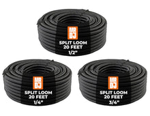 Load image into Gallery viewer, MR DJ 3-Pack 1/4", 1/2", 3/4" x 20 Feet Each Split Wire Loom Convoluted Tubing