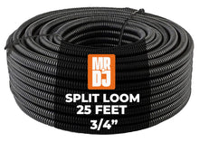 Load image into Gallery viewer, MR DJ 4-Pack 1/4", 3/8", 1/2", 3/4" x 25 Feet Each Split Wire Loom Convoluted Tubing