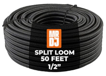 Load image into Gallery viewer, MR DJ 50' Feet 1/4" Black Split Loom Wire Flexible Tubing Wire Cover