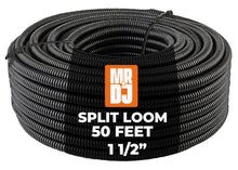 Load image into Gallery viewer, MR DJ DSLT112 50' 1.5" 38mm Black Split Wire Loom Conduit Tubing Sleeve Tube