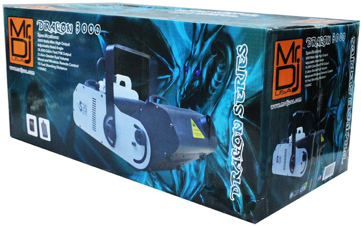 MR DJ DRAGON3000 3000W fog smoke machine with wire & wireless remote & Adjustable Head Angle