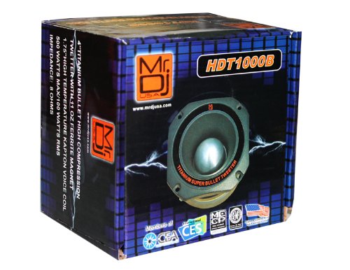 2 MR DJ HDT1000B 4" Titanium Horn Bullet High Compression Tweeter Car Van ATV UTV Marine Boat Motorcycle Motorsports Competition