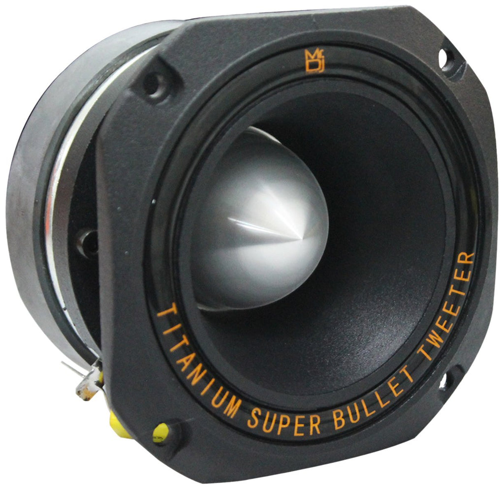 2 MR DJ HDT1000B 4" Titanium Horn Bullet High Compression Tweeter Car Van ATV UTV Marine Boat Motorcycle Motorsports Competition