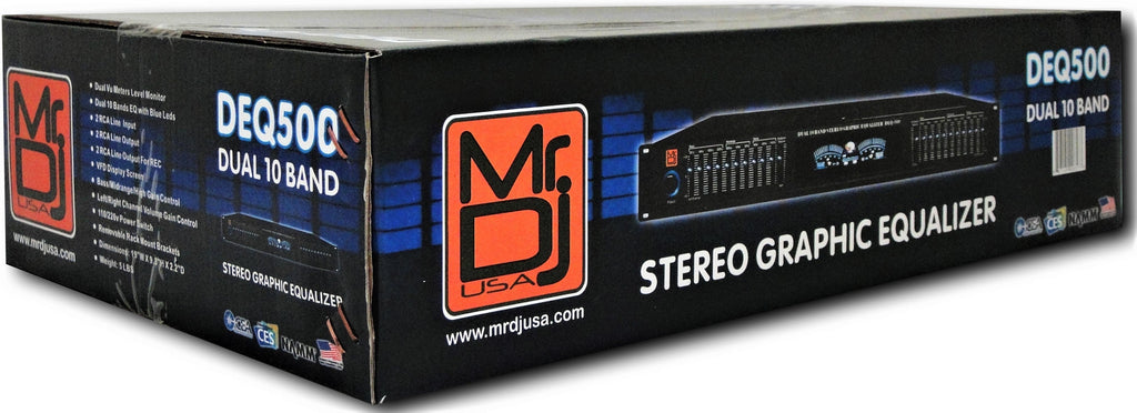 MR DJ DEQ500 19" Rack Mount Pro Dual 10 Band Stereo Graphic Equalizer EQ