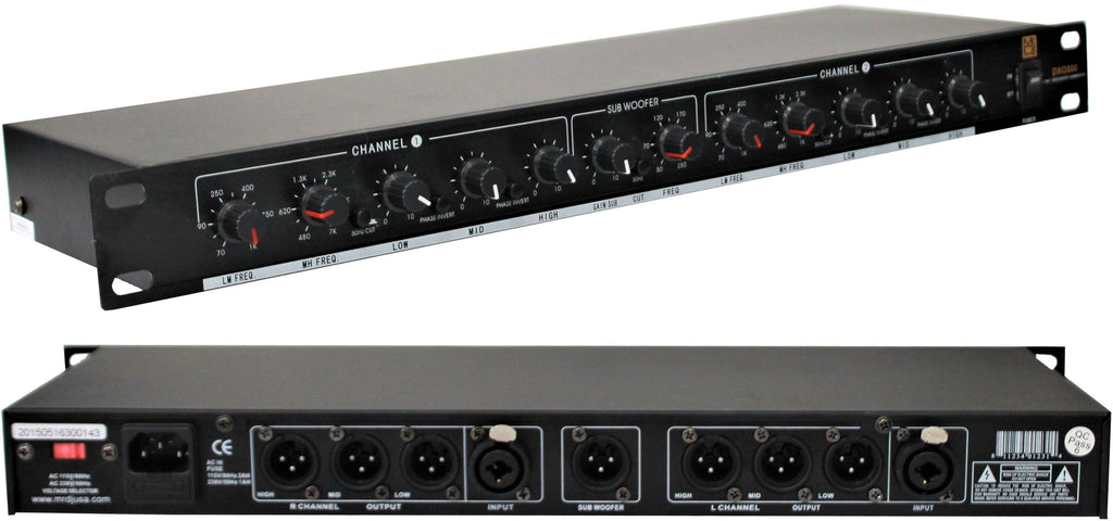 MR DJ DXO200 PRO PA DJ Club Stereo 2 Way Plus Subwoofer Crossover Output