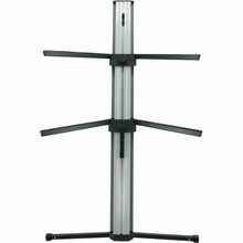 Load image into Gallery viewer, MR DJ KS1000 Professional 2-Tier Column Keyboard Stand Silver with 5/8" Mic Mount
