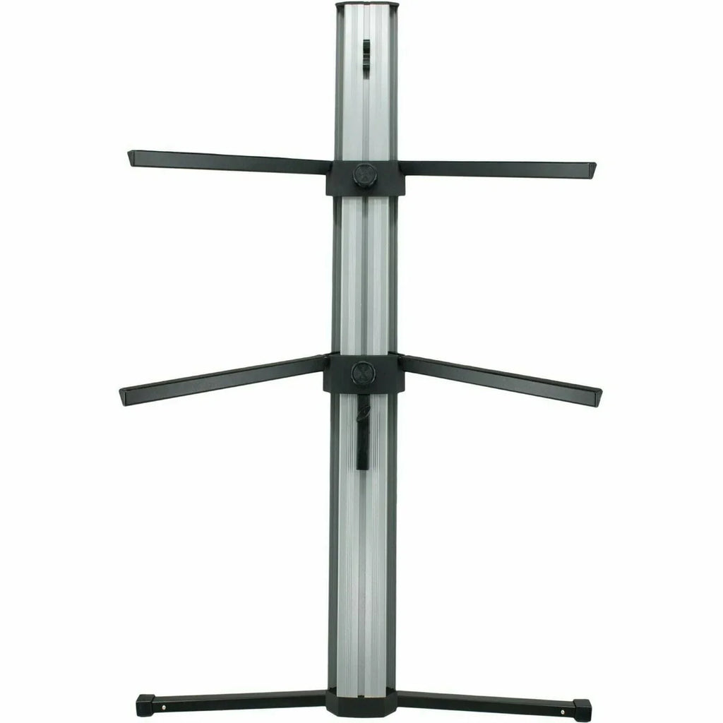 MR DJ KSPRO1500S PRO 2-Tier Silver Column Keyboard Stand W Mic Boom Arm + Case