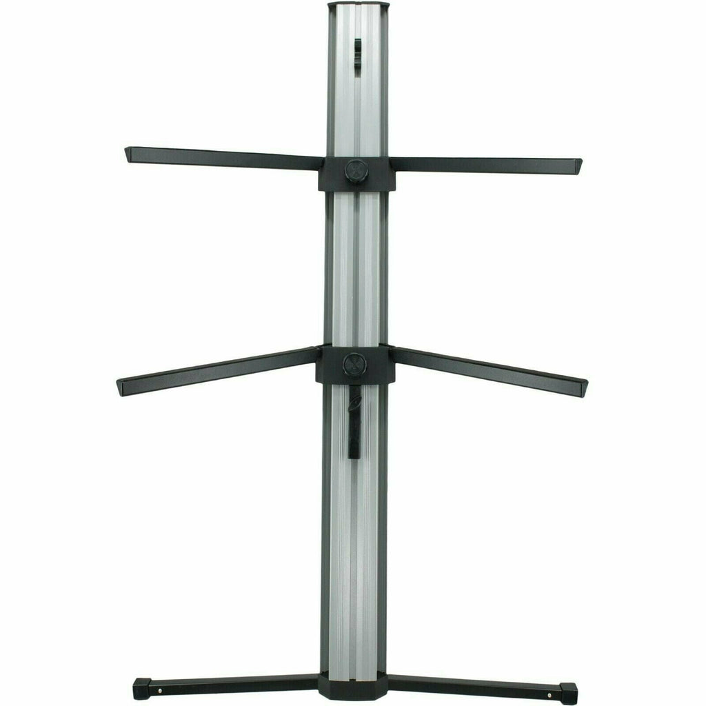 MR DJ KS1000 Professional 2-Tier Column Keyboard Stand Silver W 5/8" Mic Mount