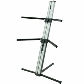 MR DJ KS1000S PRO Professional 2-Tier Silver Column Keyboard Stand W 5/8