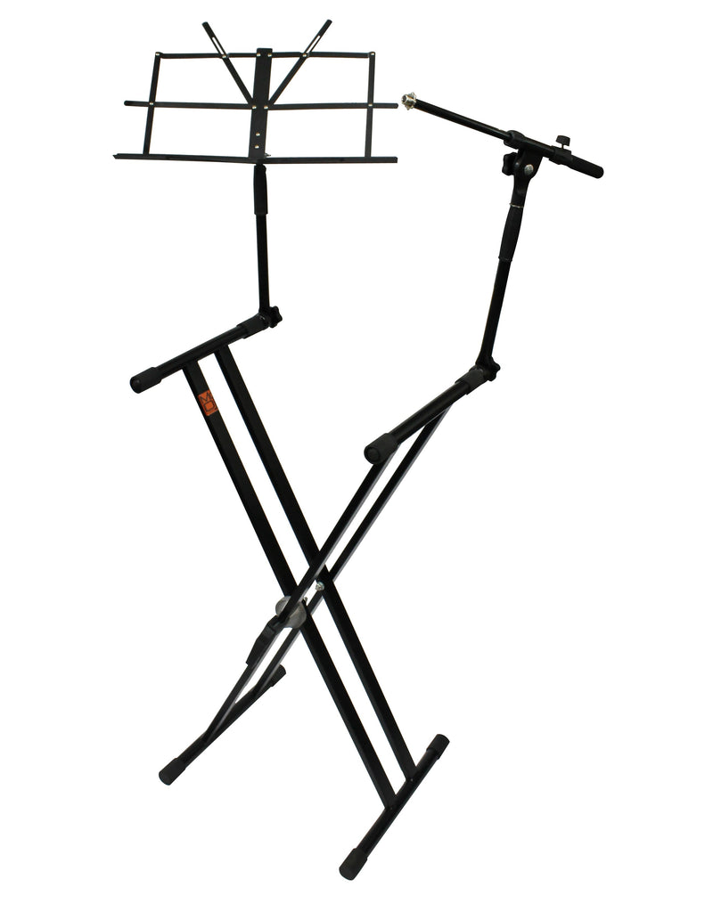 MR DJ KS-700 Keyboard Stand with Music Note Holder & Microphone Boom Arm