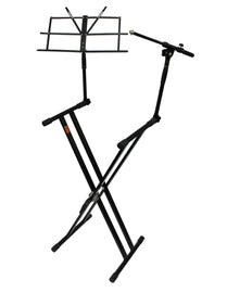 MR DJ KS-700 Keyboard Stand with Music Note Holder & Microphone Boom Arm