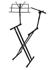 MR DJ KS-700 Keyboard Stand with Music Note Holder & Microphone Boom Arm
