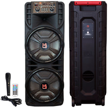 Load image into Gallery viewer, 2 MR DJ NEWYORK+ 12" X 2 Rechargeable Portable Bluetooth Karaoke Speaker with Party Flame Lights Microphone TWS USB FM Radio