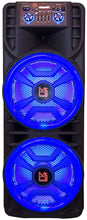 Load image into Gallery viewer, 2 MR DJ NEWYORK+ 12" X 2 Rechargeable Portable Bluetooth Karaoke Speaker with Party Flame Lights Microphone TWS USB FM Radio