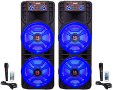 Load image into Gallery viewer, 2 MR DJ NEWYORK+ 12" X 2 Rechargeable Portable Bluetooth Karaoke Speaker with Party Flame Lights Microphone TWS USB FM Radio