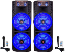 Load image into Gallery viewer, 3 MR DJ NEWYORK+ 12" X 2 Rechargeable Portable Bluetooth Karaoke Speaker with Party Flame Lights Microphone TWS USB FM Radio